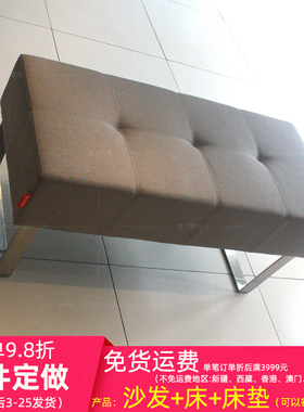 工厂定做灰色长凳 女装店现代风格外贸品质棉麻布艺简约沙发凳