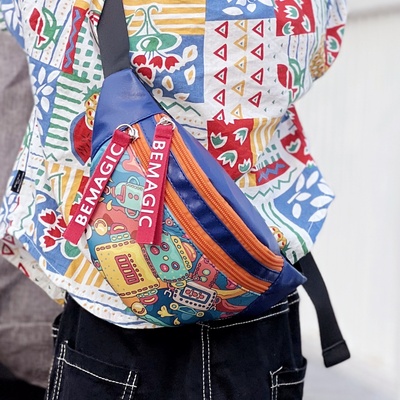 原创涂鸭机器人男童胸包