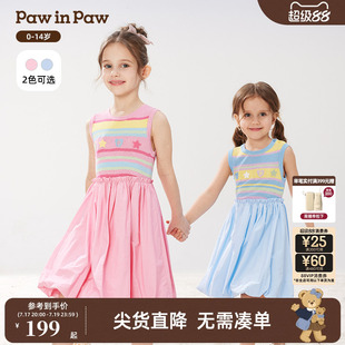 PawinPaw卡通小熊童装春夏女童女宝宝无袖针织连衣裙A字版