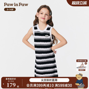 連衣裙經(jīng)典 PawinPaw卡通小熊童裝 25年春夏新款 女童直筒無袖 條紋
