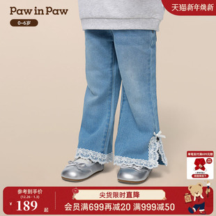 时尚 PawinPaw卡通小熊童装 喇叭裤 女宝宝牛仔裤 百搭 25年秋冬新款
