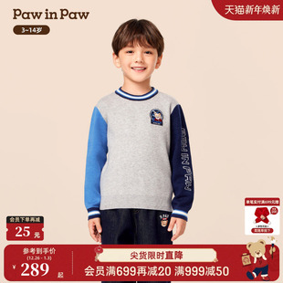 新款 25年冬季 PawinPaw卡通小熊童装 男童圆领毛衣宽松 商场同款