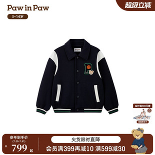 新款 25年秋季 PawinPaw卡通小熊童装 男童棒球服外套 商场同款