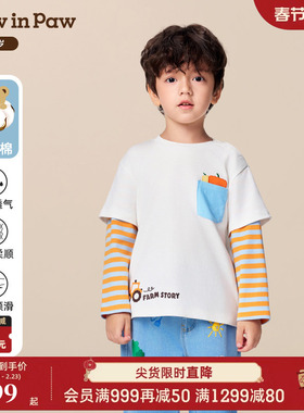 【熊宝棉】PawinPaw卡通小熊童装25秋冬新款男宝宝长袖T恤假两件