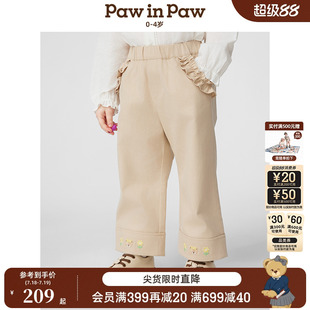 25年春夏新款 商場同款 PawinPaw卡通小熊童裝 女寶寶直筒長褲