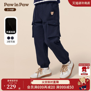 裤 PawinPaw卡通小熊童装 男童工装 新款 加绒保暖百搭宽松 25年冬季