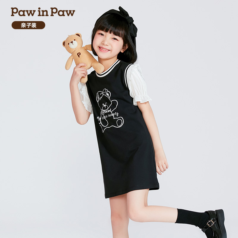 【亲子装】PawinPaw卡通小熊童装夏季宽松连衣裙公主风