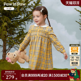 女宝宝甜美舒适A字版 新款 连衣裙 25年秋季 PawinPaw卡通小熊童装