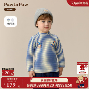 新款 25年冬季 PawinPaw卡通小熊童装 男宝宝小立领T恤 商场同款