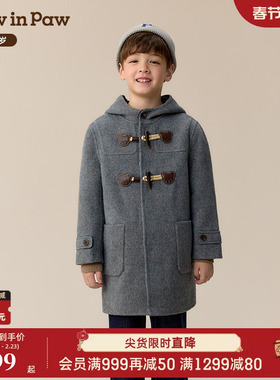 【商场同款】PawinPaw卡通小熊童装25年冬季新款男童毛呢大衣保暖