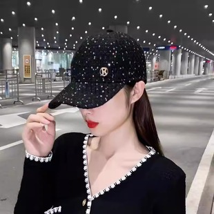 帽子女韩版潮牌春秋冬夏鸭舌帽网红百搭亮片遮阳太阳帽保暖棒球帽