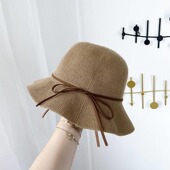 波浪边帽子女夏季 新款 韩版 遮阳渔夫帽防晒太阳帽盆帽蝴蝶结出游潮