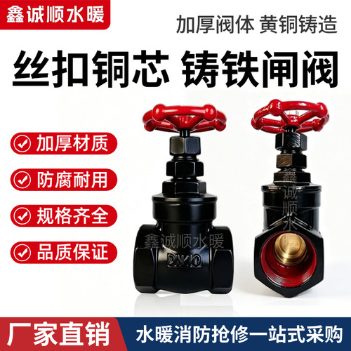 丝口铜芯铁闸阀丝扣水管开关闸门