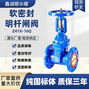 Z41X 16Q法兰软密封明杆闸阀消防自来水开关法兰闸阀弹性座封球墨