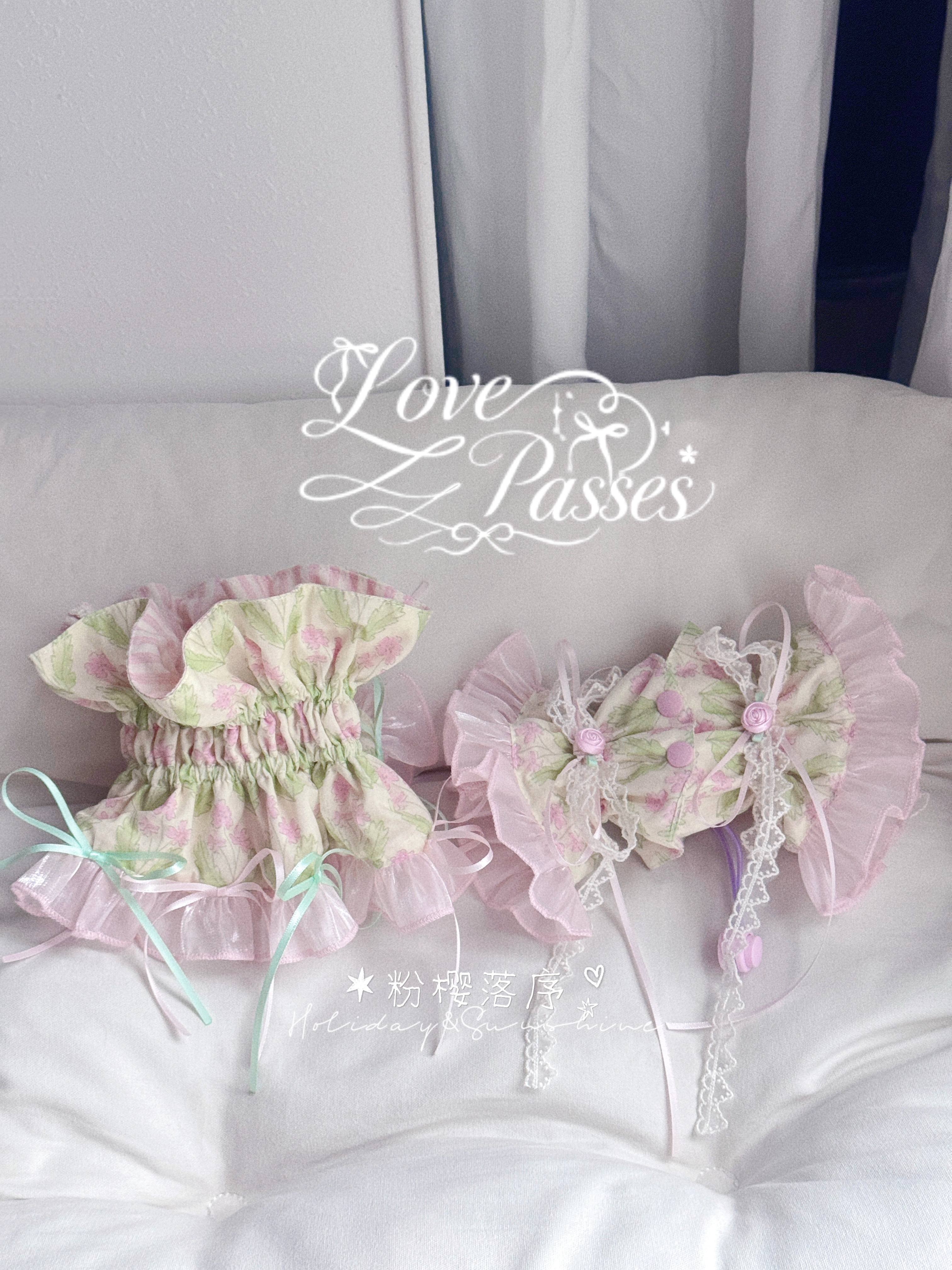 LOVEPASSES 花边发带耳花大耳朵狗狗美卡可卡布外出吃饭防脏头饰