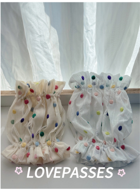 夏日透气白色小花耳套泰迪雪纳瑞大耳狗狗美卡可卡布宠物吃饭防脏