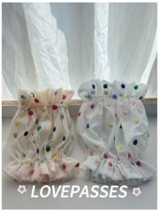 夏日透气白色小花耳套泰迪雪纳瑞大耳狗狗美卡可卡布宠物吃饭防脏