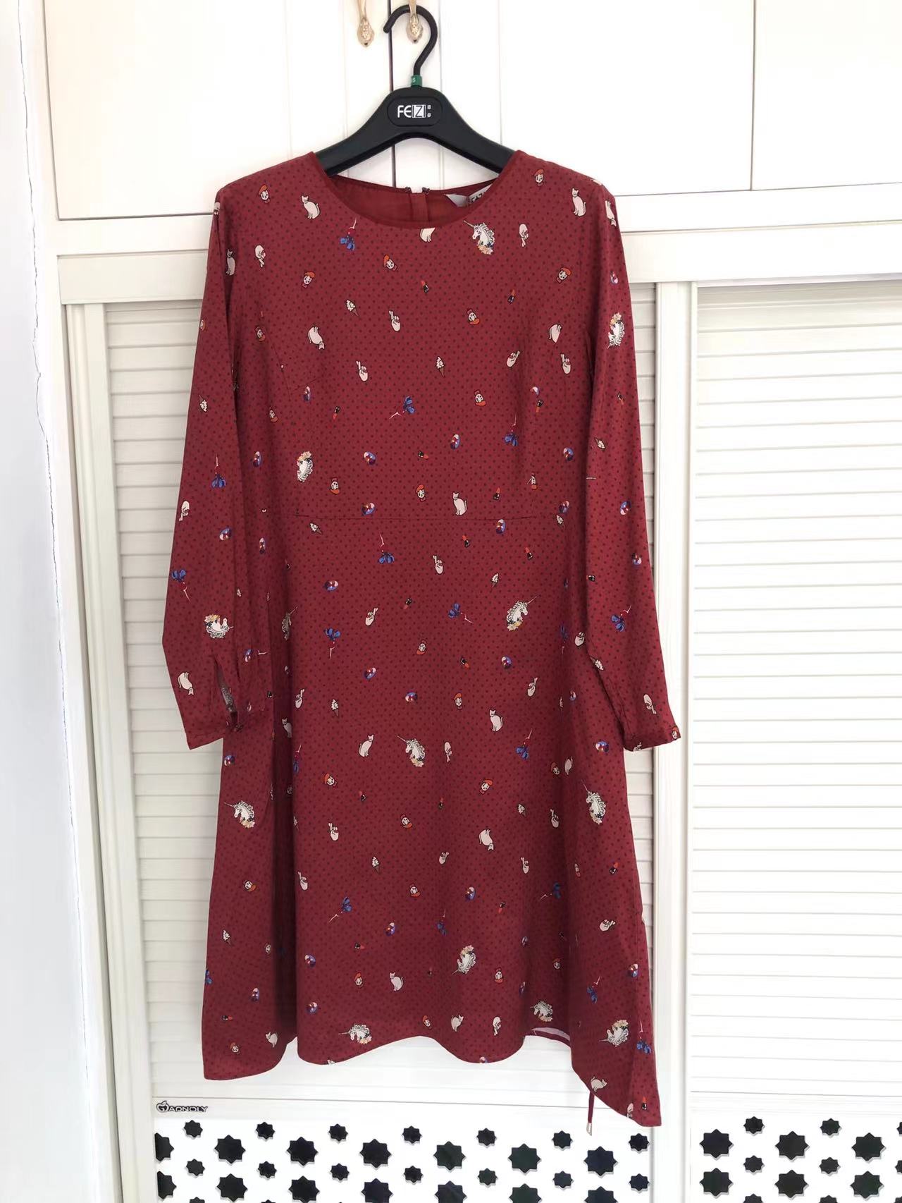 清仓菲姿啦娜菲高端轻奢品牌专柜正品高端面料桑蚕丝女士连衣裙