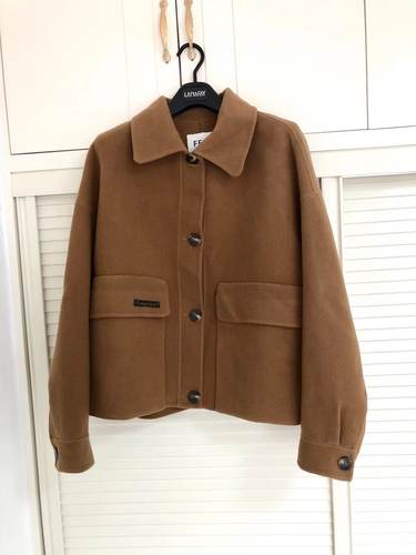 菲姿啦娜菲高端轻奢品牌专柜正品高端面料绵羊毛女士大衣外套短款