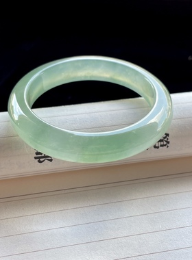 2025天然缅甸翡翠A货冰晴绿花正圈手镯53圈口0730XY10