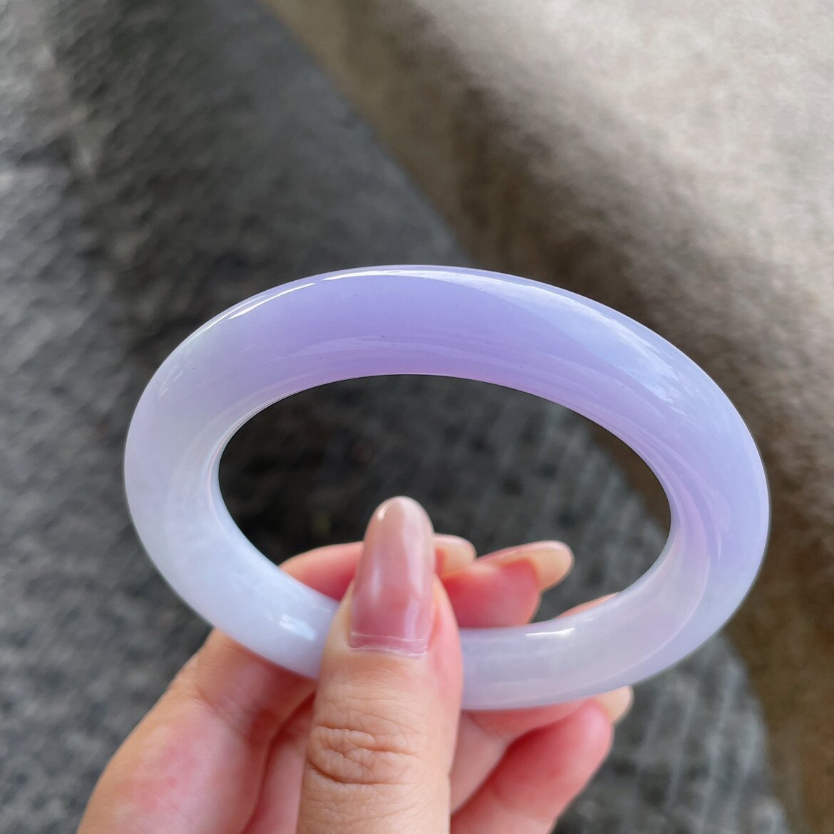 2025天然缅甸翡翠A货细糯紫罗兰圆条手镯56圈口1111QH13