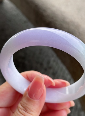 2025天然缅甸翡翠A货糯种紫罗兰正圈手镯58圈口121206