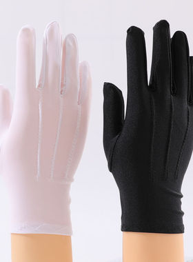 男士手套白色黑色氨纶弹力礼仪三筋春秋夏季薄款骑车开车安保指挥