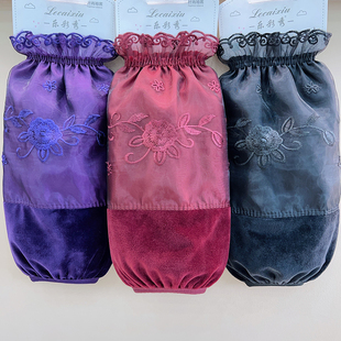 新款 绣花棉衣袖 头女款 加宽长款 口防污套袖 套冬季 防脏羽绒服护袖 袖