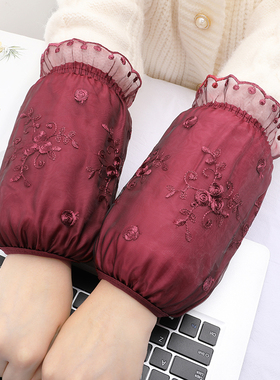 新款短款蕾丝袖套女士绣花防污套袖秋冬季韩版防脏手袖羽绒服护袖