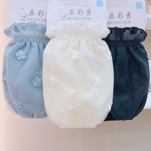 短款网纱蕾丝袖套女冬季防脏套袖防污袖筒羽绒服黑色纯白色护袖头