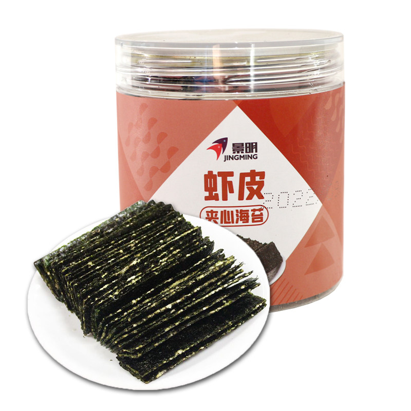 景明 虾皮芝麻夹心海苔儿童零食海苔夹心脆 大桶装40g