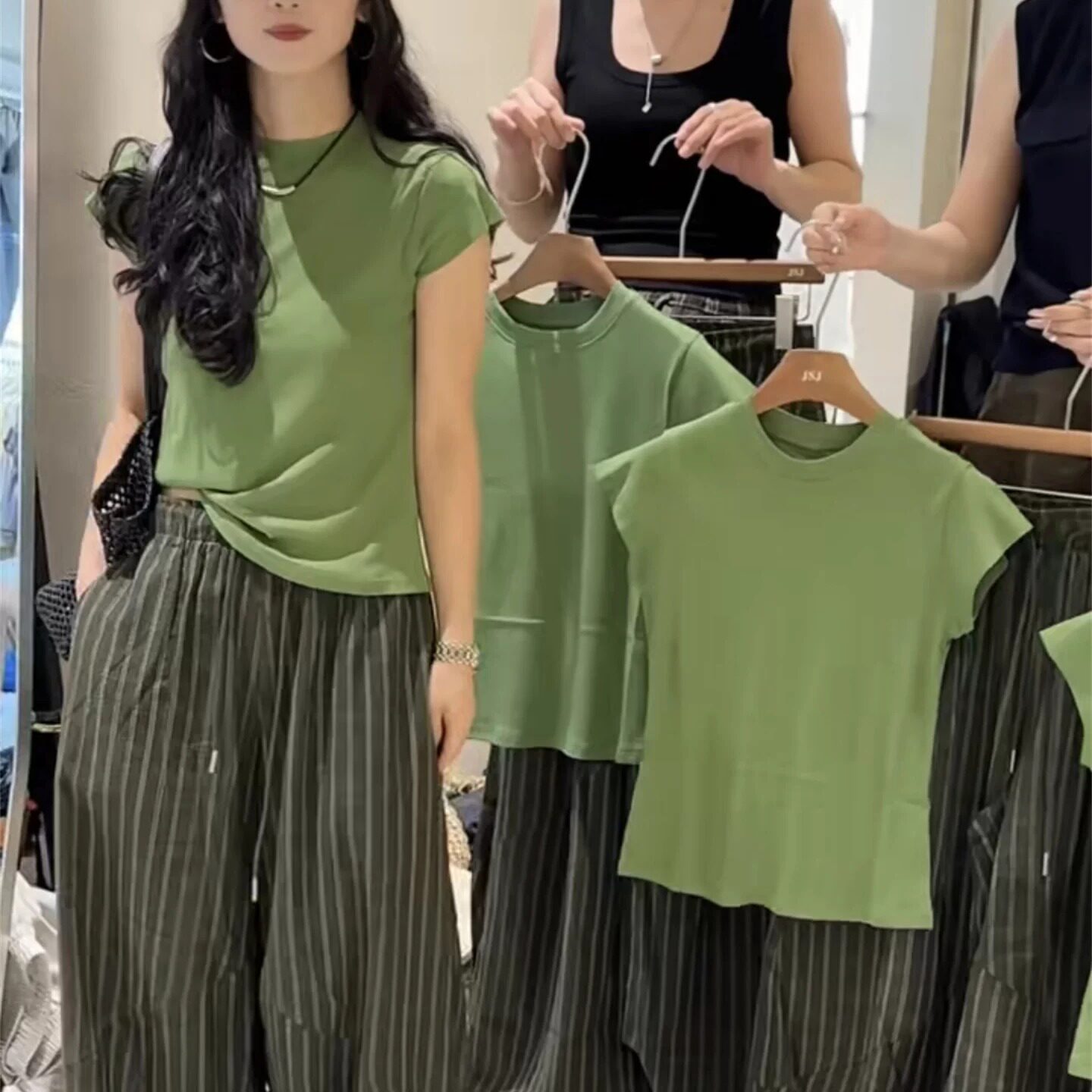 韩式纯棉小飞袖修身显瘦T恤女