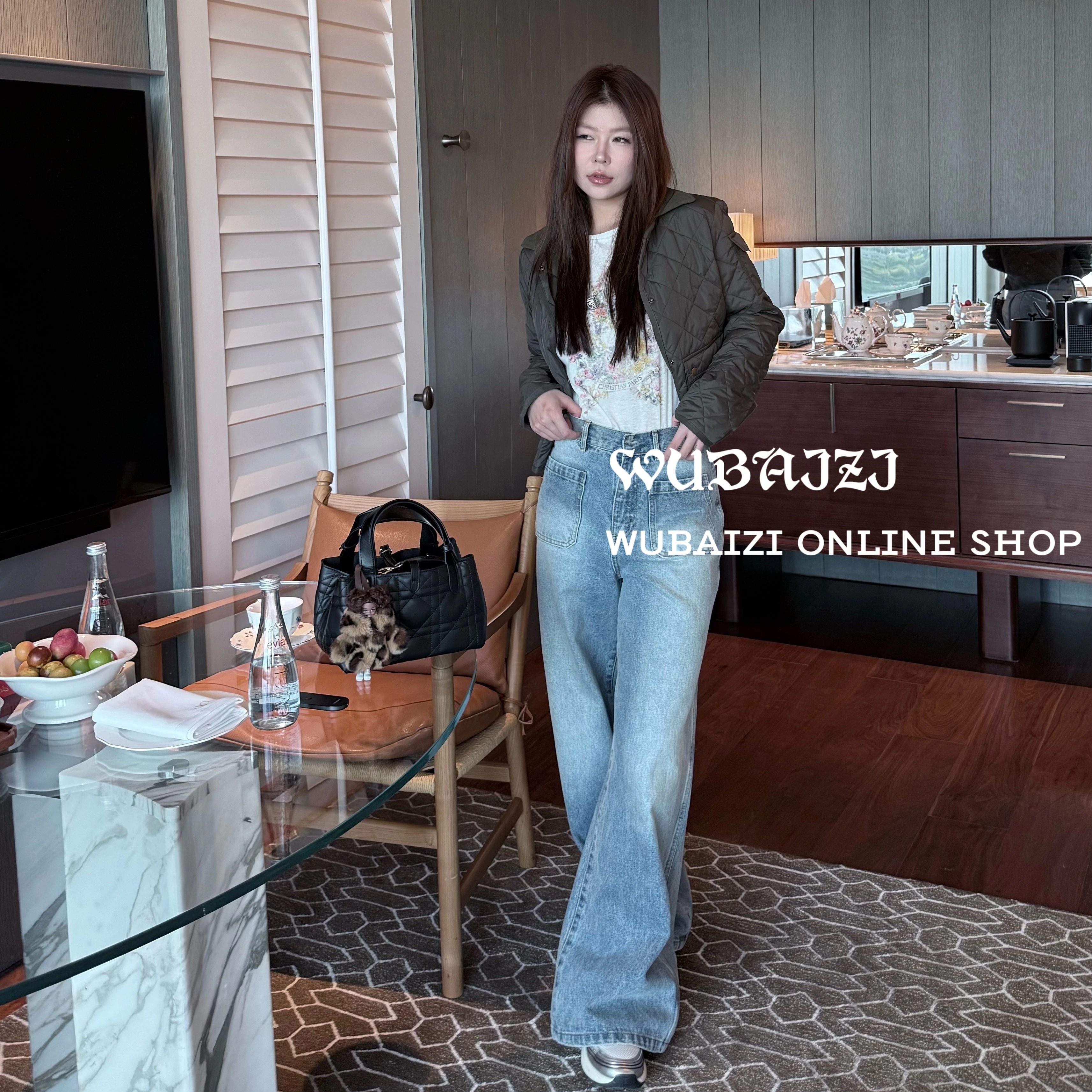 WUBAIZI｜老钱风气质菱格绗缝修身衬衫式夹克短款外套棉服25810