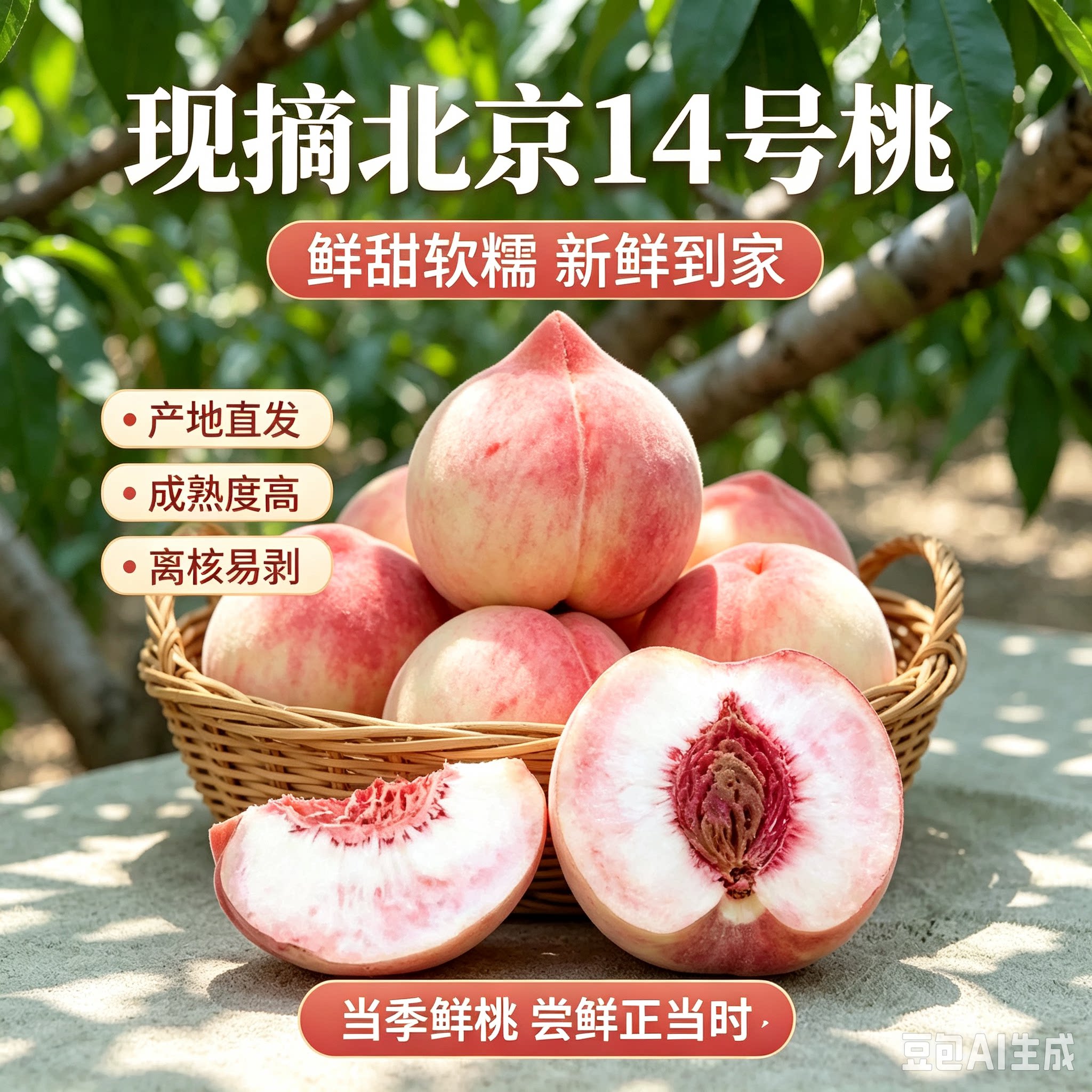 北京14号久保离核桃水蜜桃新鲜离胡桃子大桃平谷十四号多汁脆甜桃