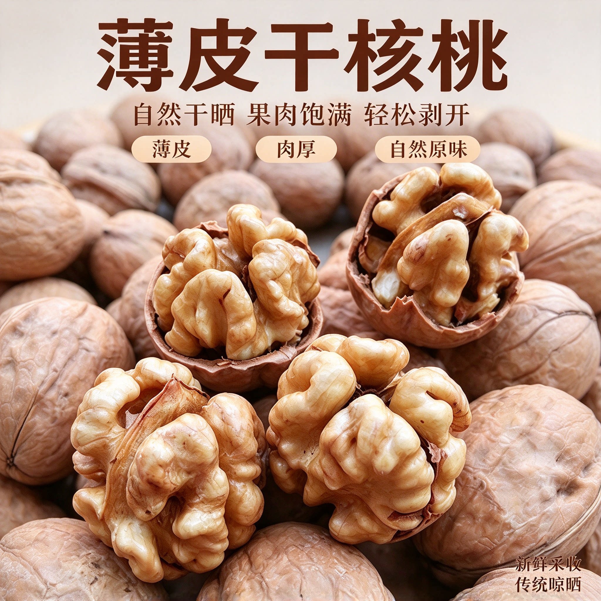 北京平谷2026新鲜薄皮老树干核桃香甜手工生干核桃不卡肉5斤