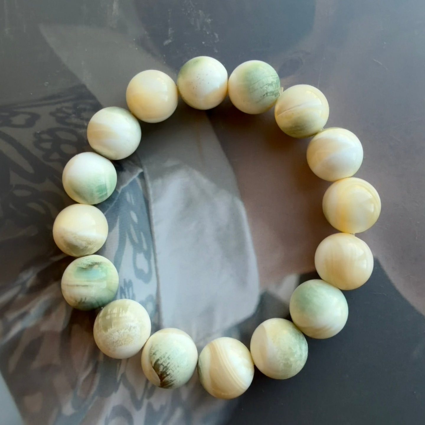 原矿七宝月光贝手串新中式复古风