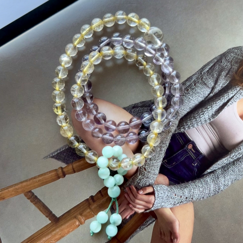 天然巴西紫黄水晶手串女手链男项链手持新中式民族风宝石情侣饰品