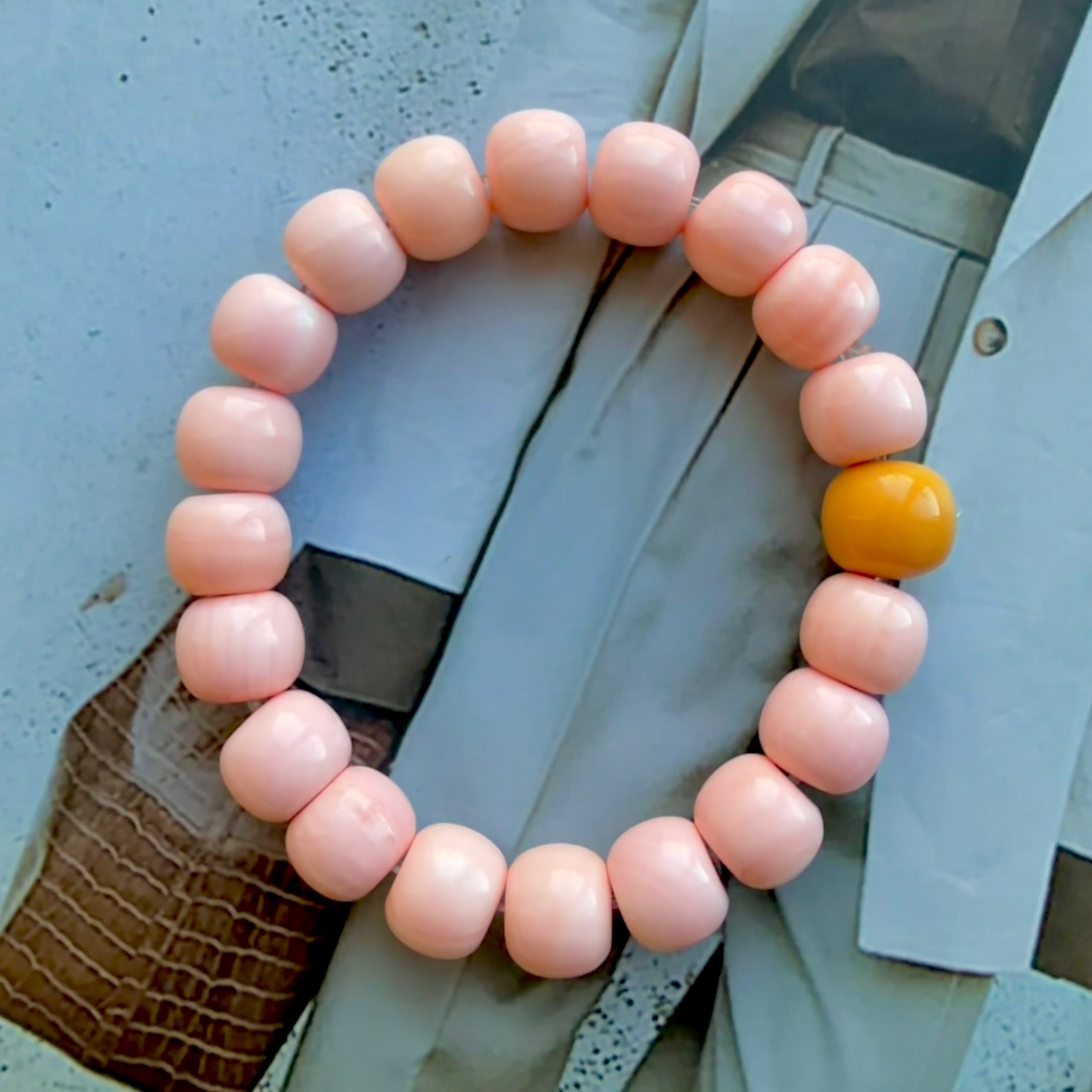 高货天然七宝粉贝珍珠母贝壳缅黄老形手串女手链复古宫廷招桃花运