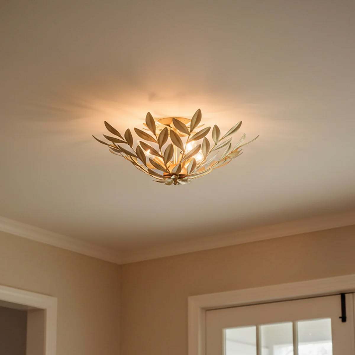 美式乡村金叶子吸顶灯创意法式玄关过道铁艺灯饰个性卧室房间灯