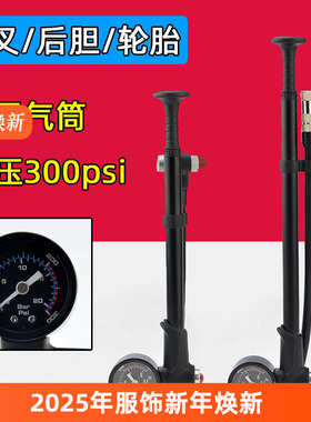 自行车避震器气筒 山地车前叉打气筒 携式充气筒高压手持式300psi