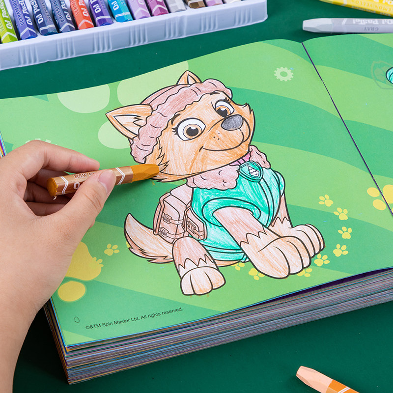 汪汪队立大功儿童水彩三岁宝宝画涂色本书幼儿园涂鸦画填色绘本45