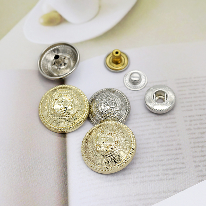 圆形英伦双狮金属按扣手工扣摁