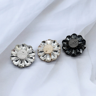 高档金属皮草貂皮花瓣大纽扣羊绒大衣扣裘皮水貂装饰扣子水钻钻扣