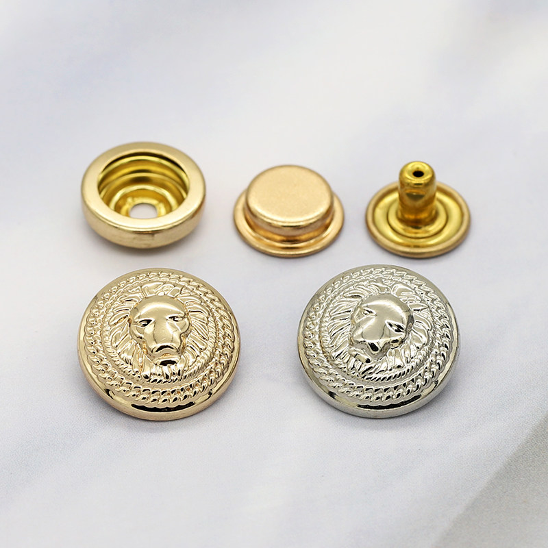 复古英伦狮子头圆形金属四合扣按扣男女大衣外套子装饰扣子母纽扣