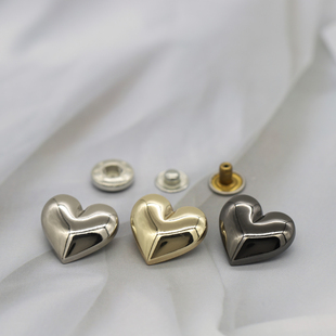 简约桃心形金属四合扣按扣女装羽绒服外套上衣子母扣爱心装饰扣子