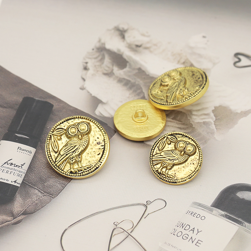 高档新款圆形猫头鹰男鹰西装钮扣