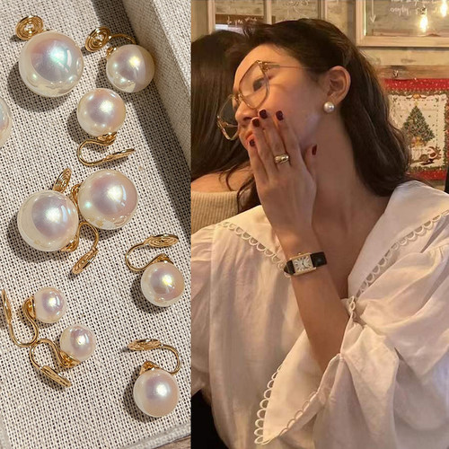 珍珠款蚊香盘耳夹女气质