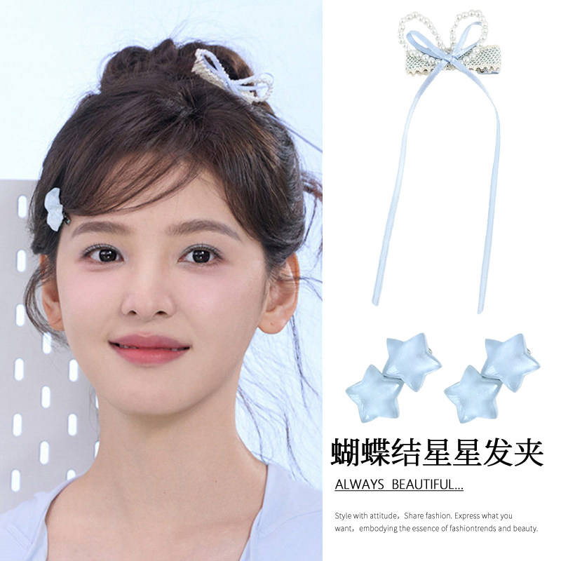 蝴蝶结星星发夹前额刘海边夹侧边图片