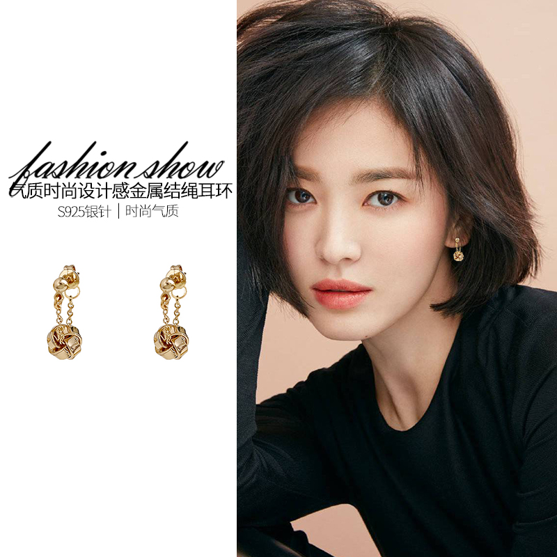 金色绳结耳钉女新款2024爆款