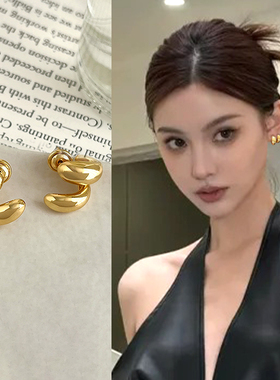 金色水滴前后挂耳钉女士2025新款爆款高级感气质耳环小众精致耳饰